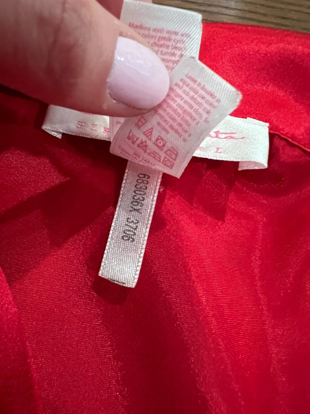 Oscar de la Renta Pink Label Red Satin Sleep Shirt Lounge Dress 1X Dark Glam - Picture 8 of 8